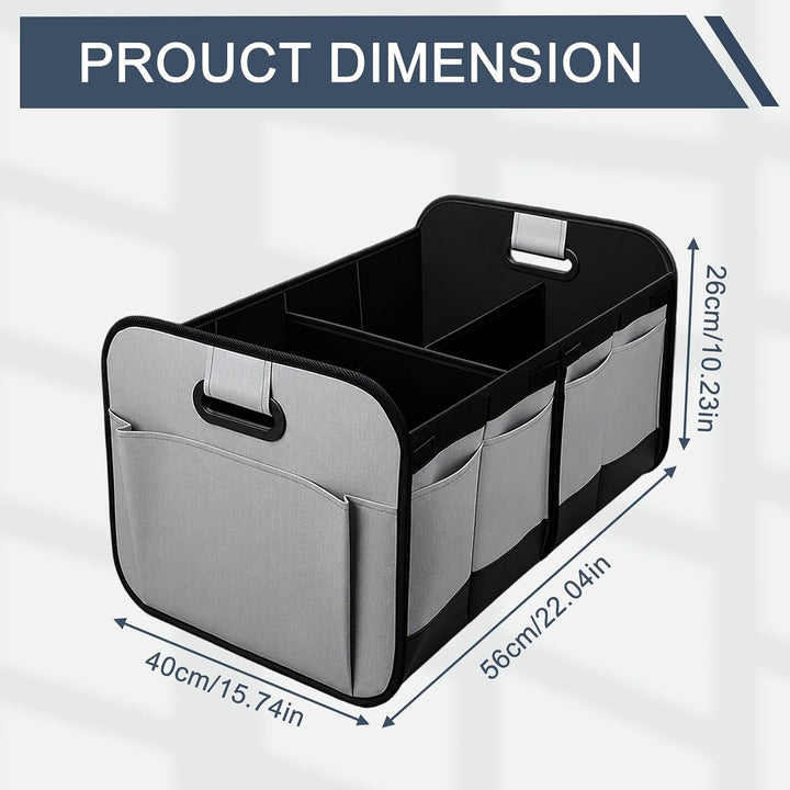 Faltbar Auto Kofferraum Organizer 56×40cm, Large Auto Kofferraumtasche Grau, Grau