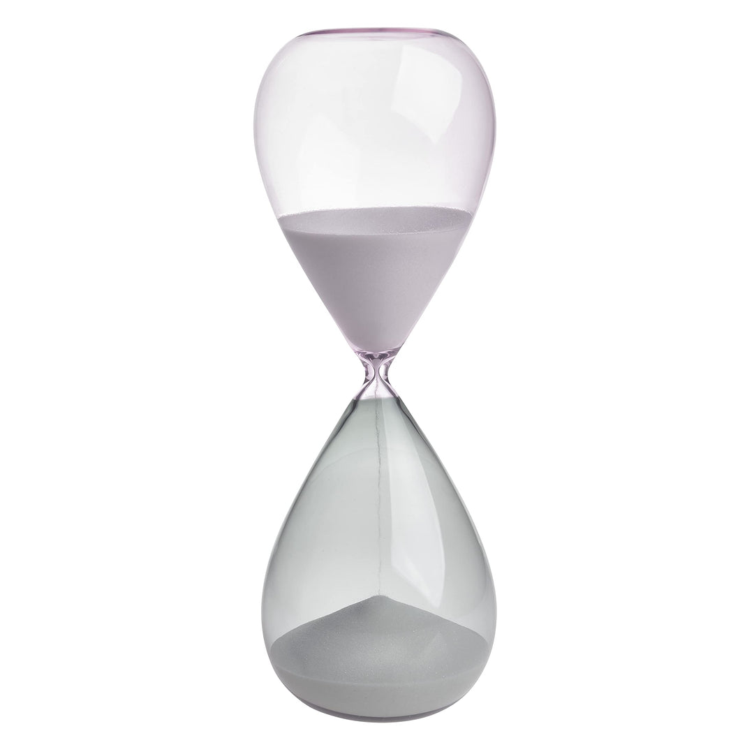 TFA Dostmann Sanduhr, 18.6011.02.40, gross, Laufzeit 60 Minuten, aus Glas, Zeitmesser, grau-rosa