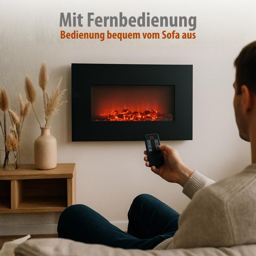 Classic Fire Elektrischer Kamineffekt-Ofen-1800W, Schwarz, 13x66x46 cm