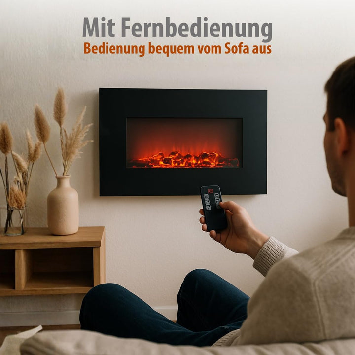 Classic Fire Elektrischer Kamineffekt-Ofen-1800W, Schwarz, 13x66x46 cm