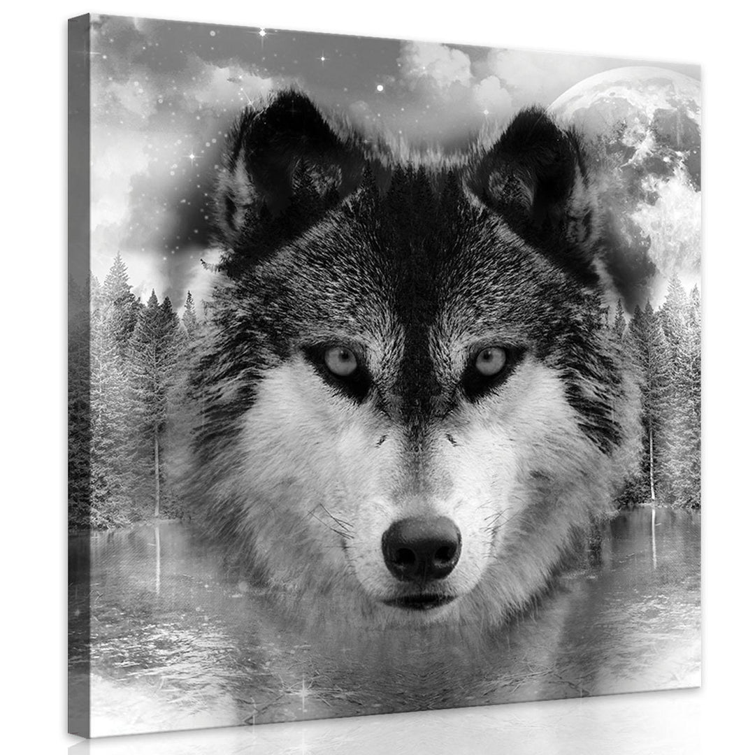 Forwall Bilder Wolf Tiere grau Wald Modern Schlafzimmer Wohnzimmer Canvas Leinwandbilder Wandbild Ku