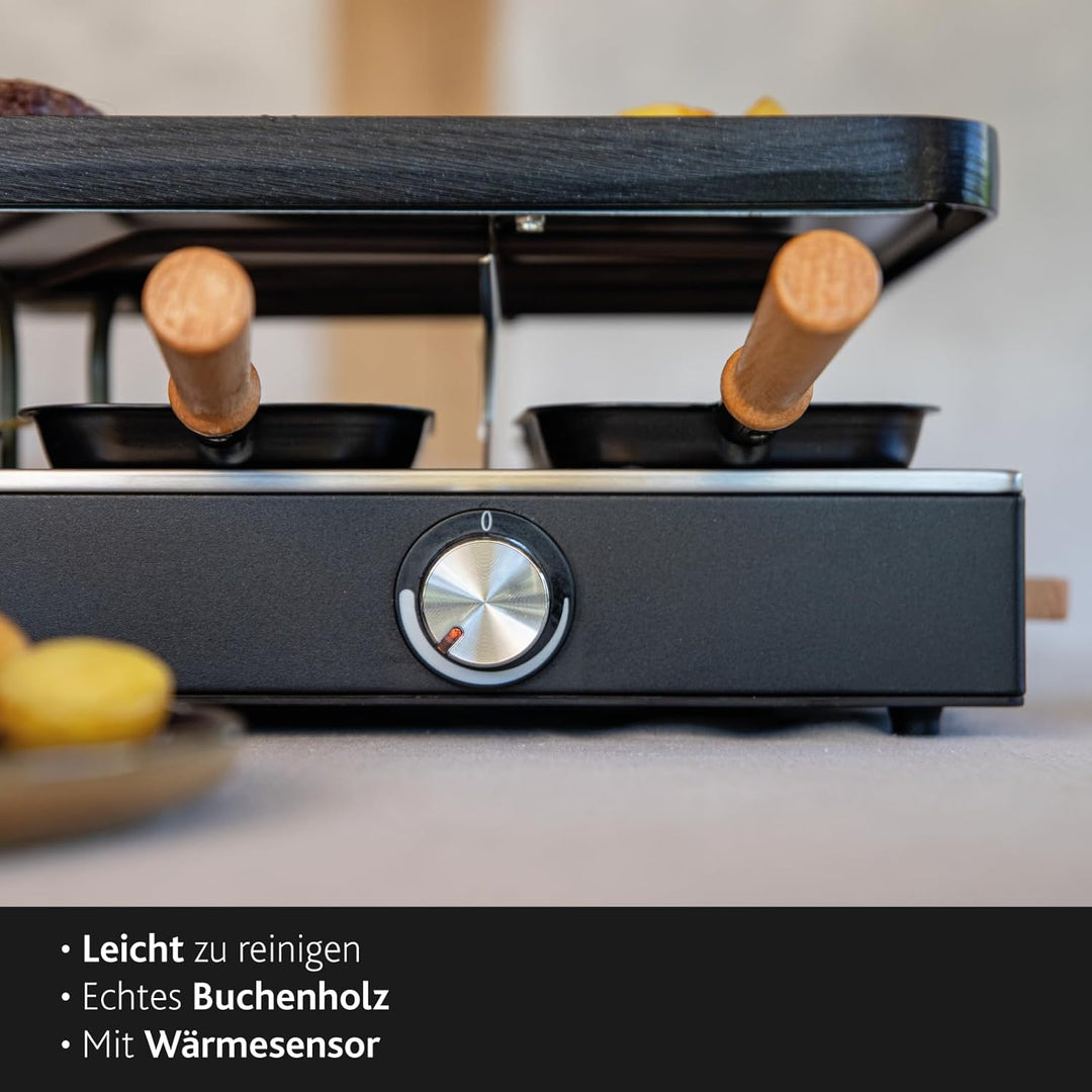 BOSKA Raclette Gourmet Party – Raclette-Grill für 8 Personen – PFAS-frei – Keramische Grillplatte –