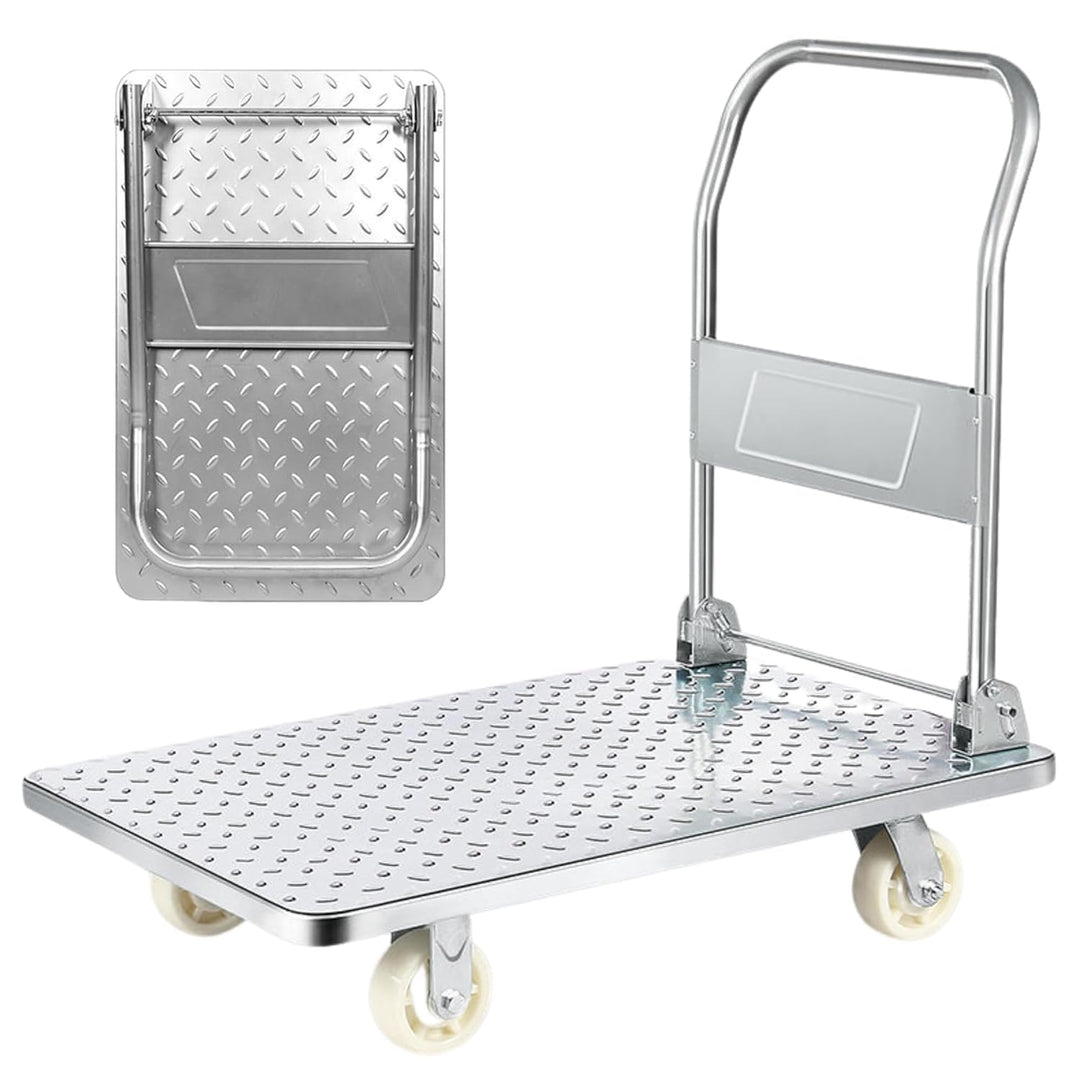 Plattformwagen mit Rädern. 400 kg Last Klappschubkarre. Handplattformwagen, Antikollisionstransport