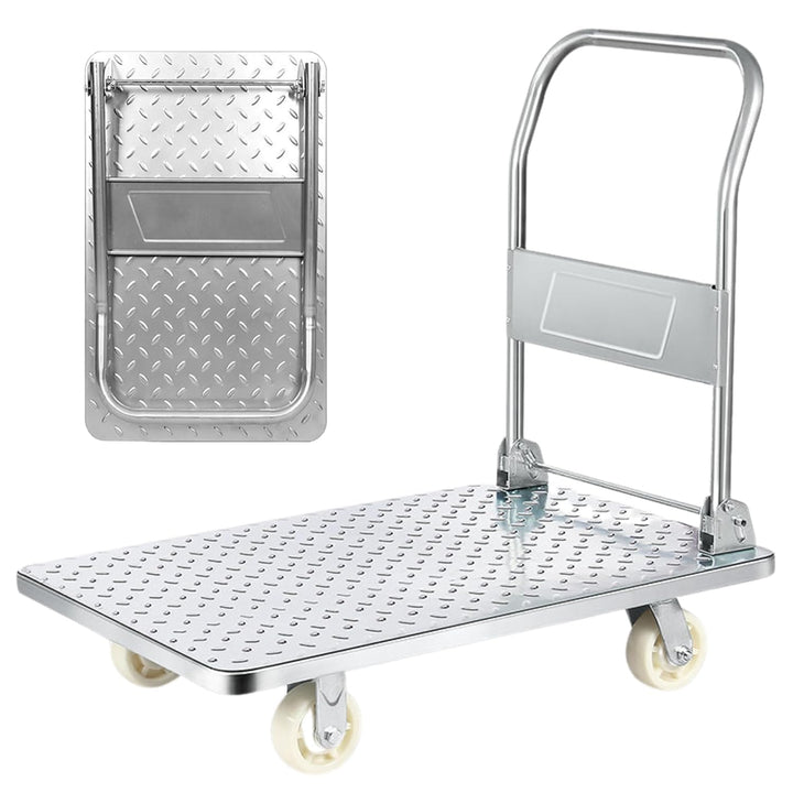 Plattformwagen mit Rädern. 400 kg Last Klappschubkarre. Handplattformwagen, Antikollisionstransport