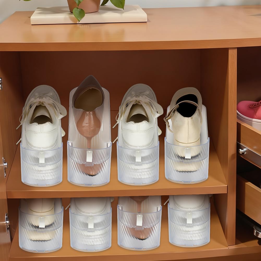 UNICRAFTALE 15 Sets Transparenter Schuhfach Organizer Höhenverstellbarer Schuhstapeler Aus Plastik D