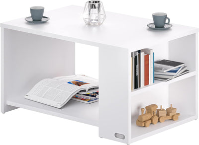 Casaria® Couchtisch mit Ablage 2 Fächer Stauraum 90x59x48cm Kratzfest Holz 50kg Belastbarkeit Gross