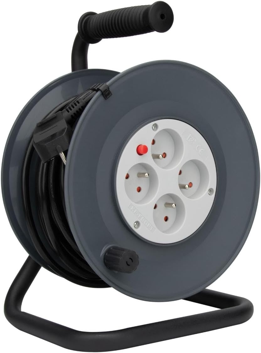 Enrouleur HO5VV-F 4 prises 3G1,5 25m + coupe-circuit Einzigartig, Einzigartig