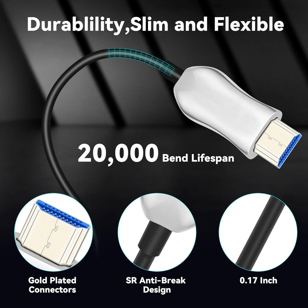 8K HDMI 2.1 Kabel Glasfaser 30m, Ultra High Speed HDMI Aktives Kabel, Lang HDMI Glasfaserkabel, 48Gb