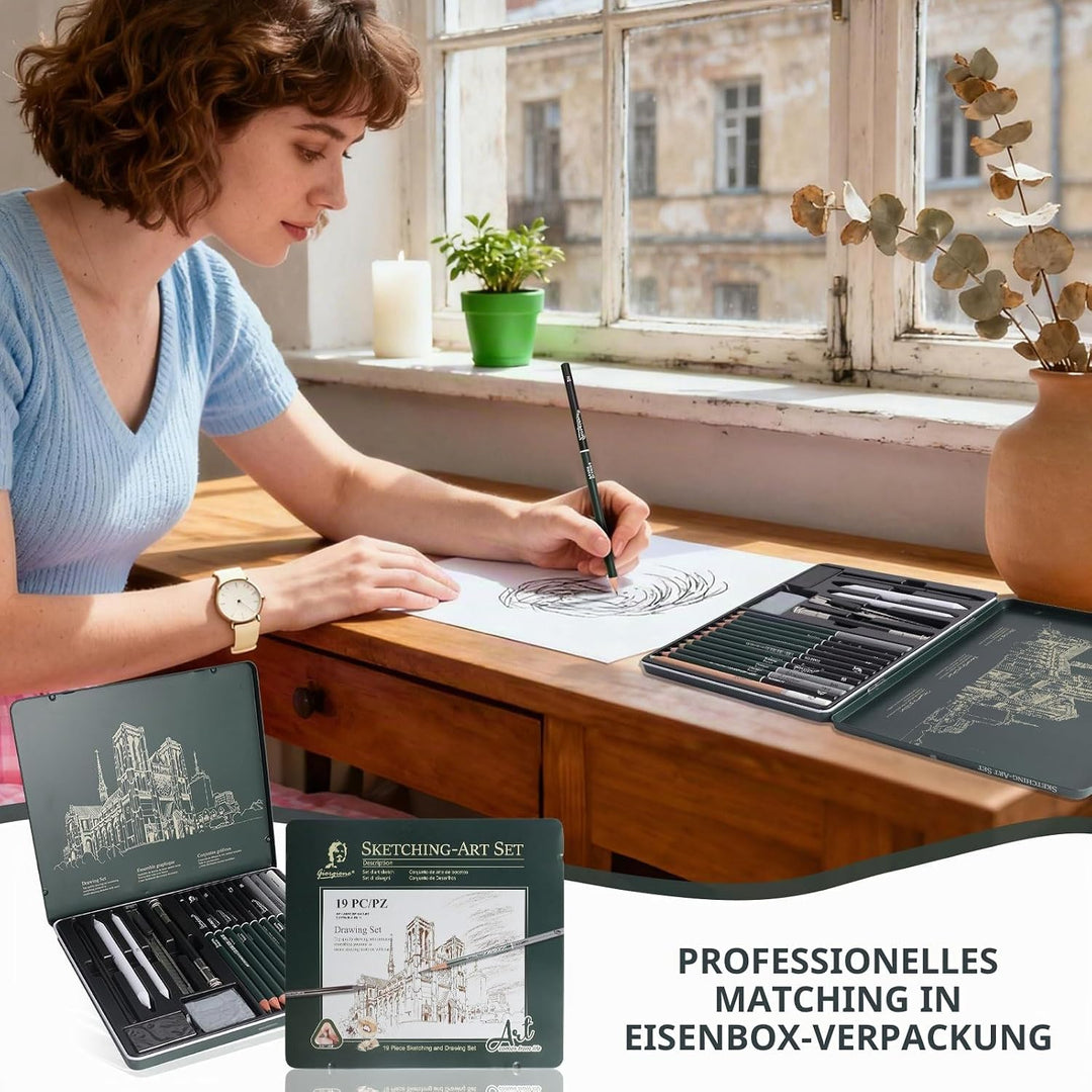 19 Stück Skizzen Zeichen Bleistift Set, Ideal zum Schattieren für Zeichnen Skizzieren Anfänger und K