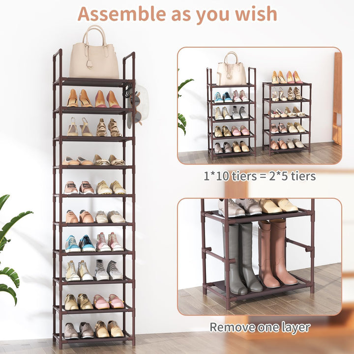 Schuhregal mit 10 Ebenen, Schuh-Organizer für 20-25 Paar Schuhe, offener Schuhschrank hoch, Schuhstä
