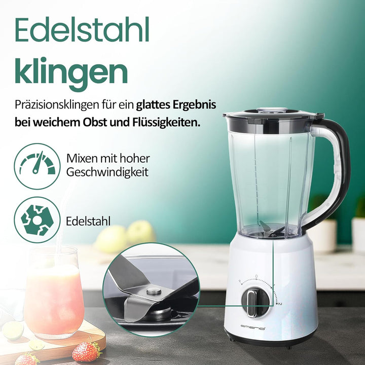 Emerio Standmixer BL-124816, BPA frei, Crush Ice Funktion, 1.5l Behälter, 2 Geschwindigkeiten + Puls
