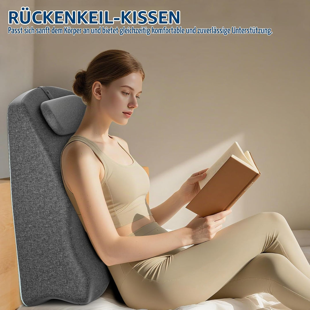Keilkissen für Bett und Sofa, Ergonomisches Rückenkissen mit Kopfkissen, Reflux Kissen mit Waschbare
