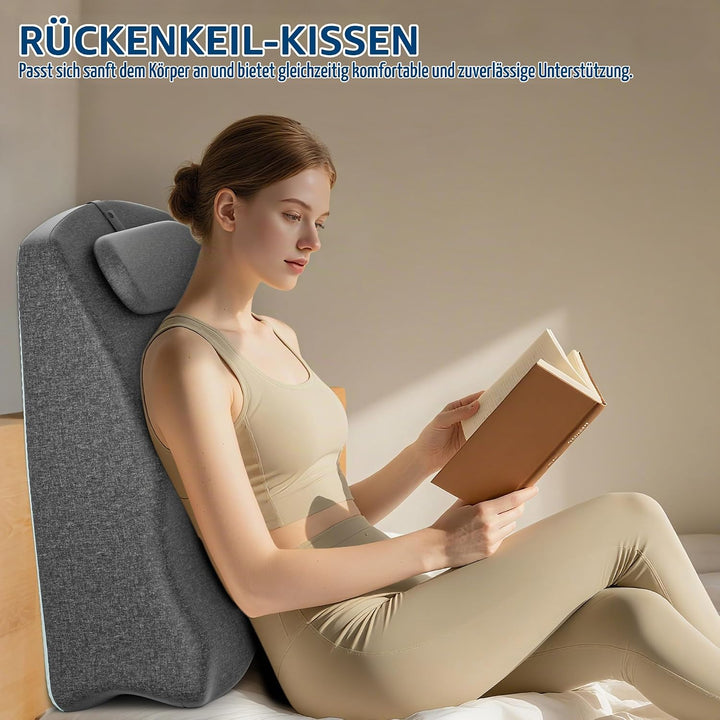 Keilkissen für Bett und Sofa, Ergonomisches Rückenkissen mit Kopfkissen, Reflux Kissen mit Waschbare