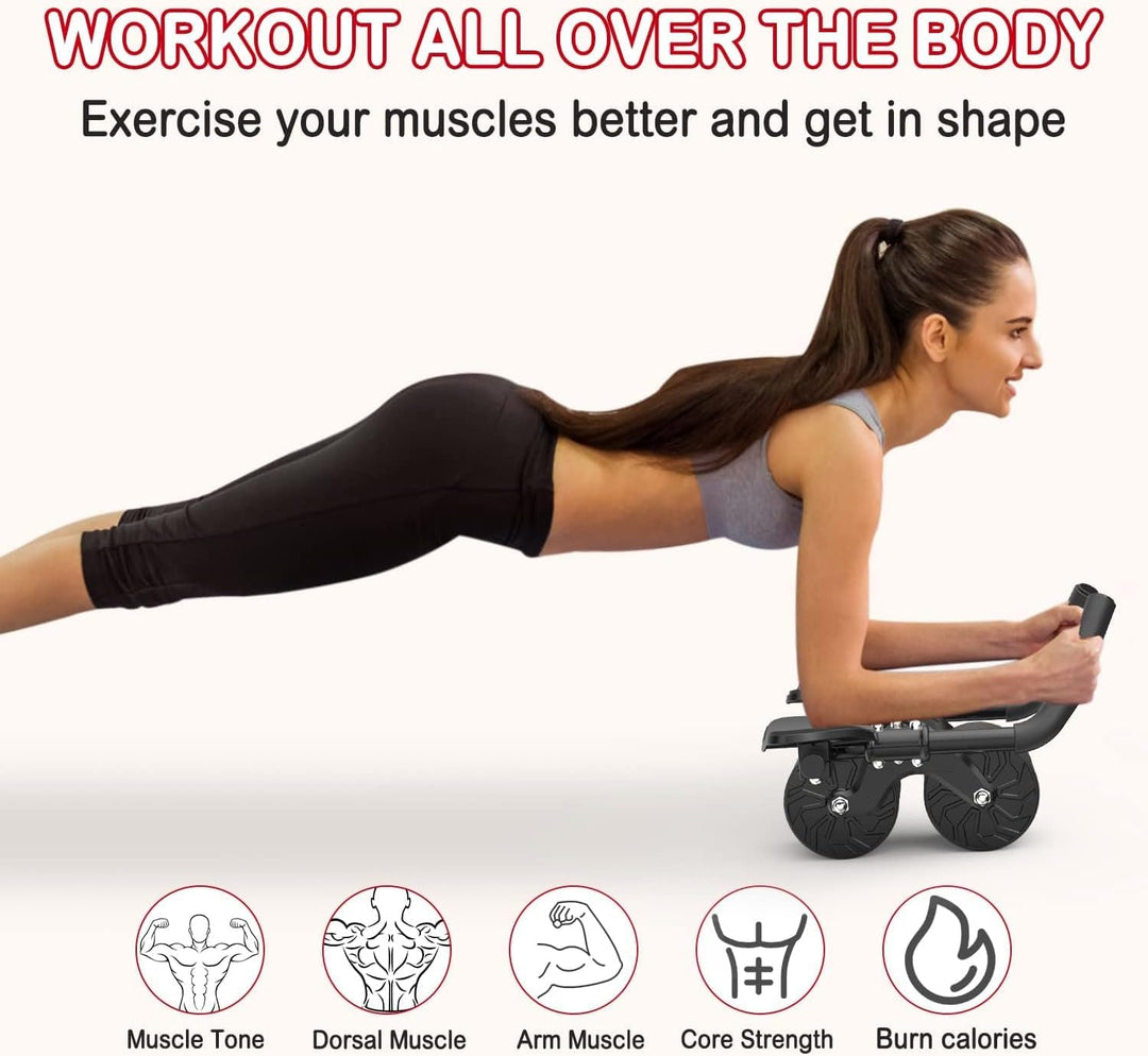 Cretee Ab Roller Rad für Bauch- und Rumpfkrafttraining, Ab Wheel Roller mit Knieschoner für Bauchmus