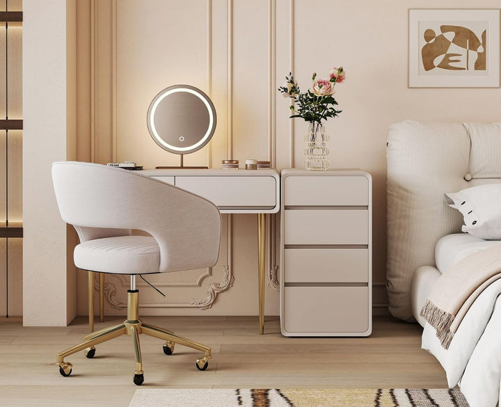 chairus Verstellbarer Bürostuhl Zuhause aus Chenille Computer Drehsessel Moderner Schminktischstuhl