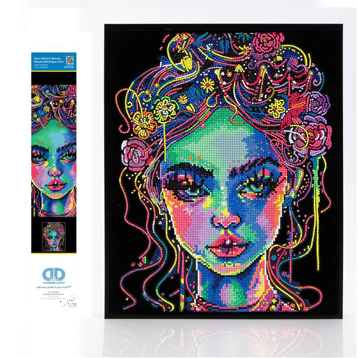 DIAMOND DOTZ 2594362 Original 5D Diamond Painting Set, Neon Schönheit, mit Neonfarben und Samt, DIY