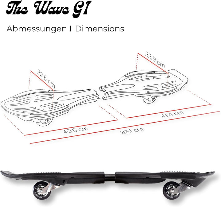 Streetsurfing Waveboard The Wave G1, Verschiedene Design wählbar, 360 Grad schwenkbare PU-Rollen, da