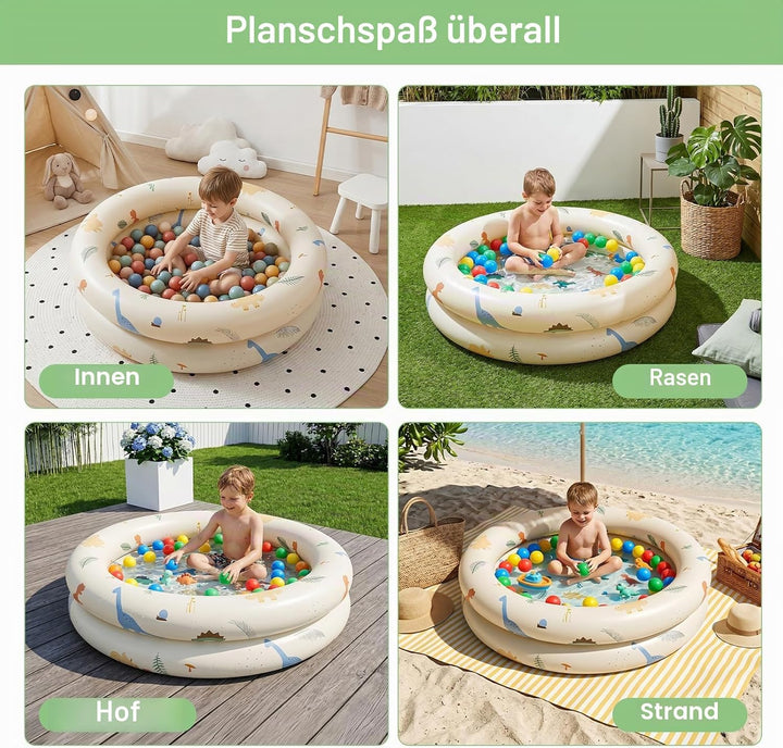Aufblasbarer Pool, 90x25 cm, Planschbecken, Aufblasbares Planschbecken, Paddling Pool, Dinosaurier-M