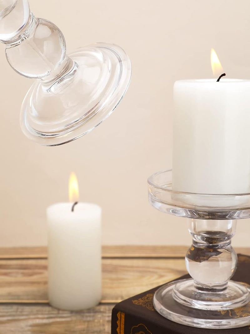 Lewondr Glas Kerzenhalter, 3 Stücke Kristallklar Kerzenständer in Unterschiedlicher Grösse, Elegant