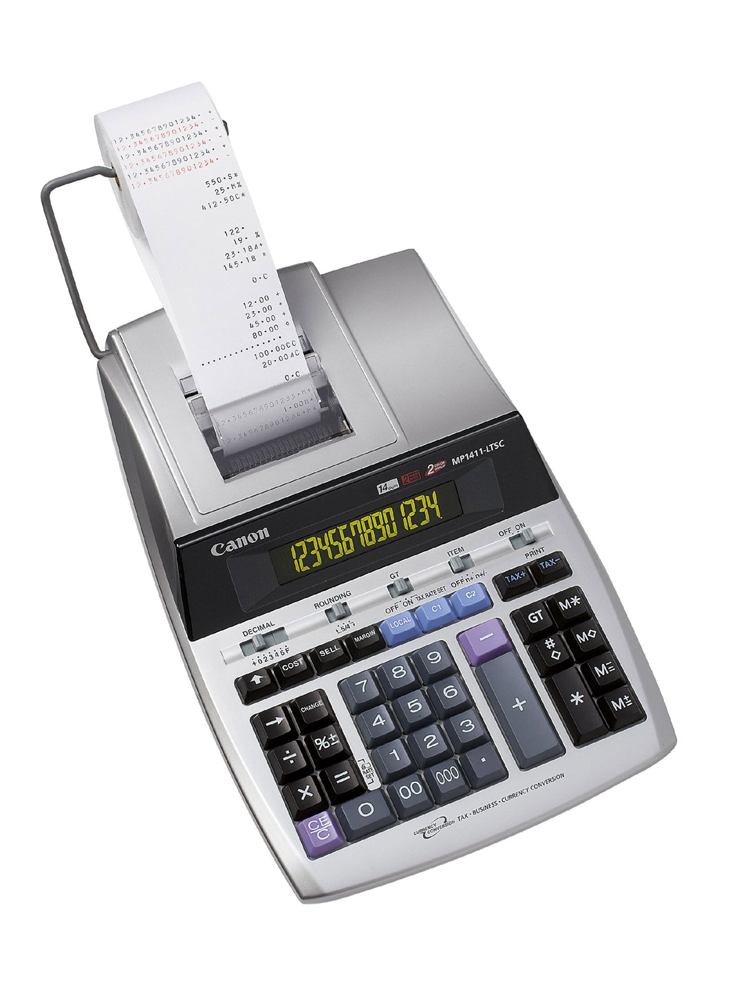 Canon MP1411LTSC druckender Tischrechner, 14-stellig, zweifarbiges Display Silber Metallic
