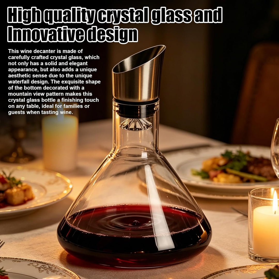 1800ml Wein Dekanter Kristallglas Dekantierer: Wasserfall Design Weinkaraffe Kristallglas, Doppelter