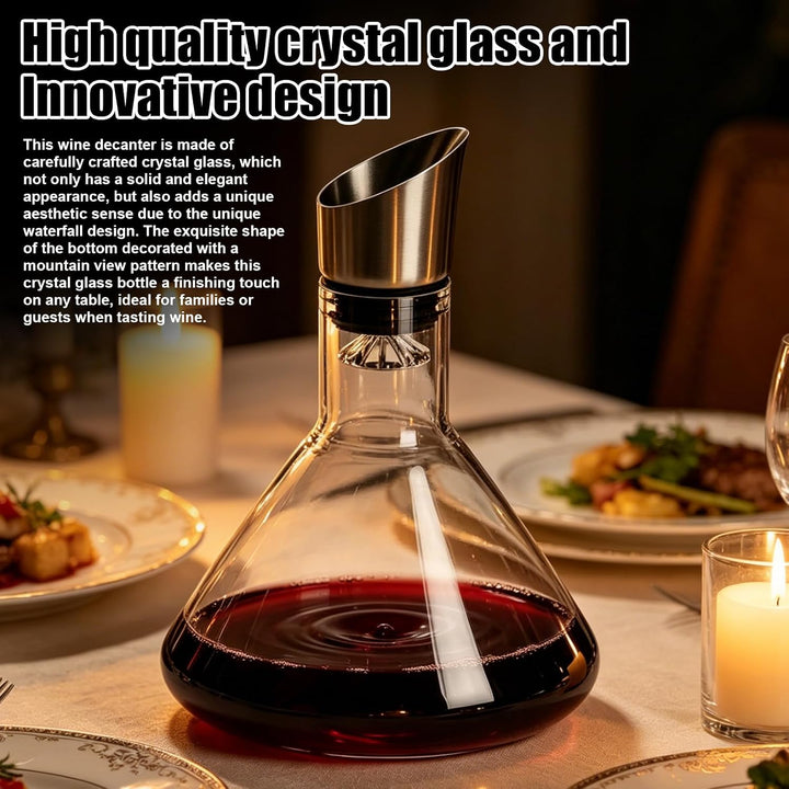 1800ml Wein Dekanter Kristallglas Dekantierer: Wasserfall Design Weinkaraffe Kristallglas, Doppelter