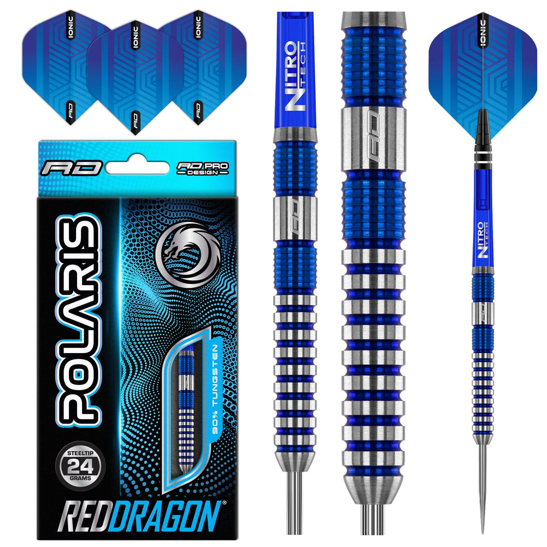 RED DRAGON Polaris Wolfram Professional Darts Set mit Flights and Nitrotech Shafts (Stems) 24.0 Gram