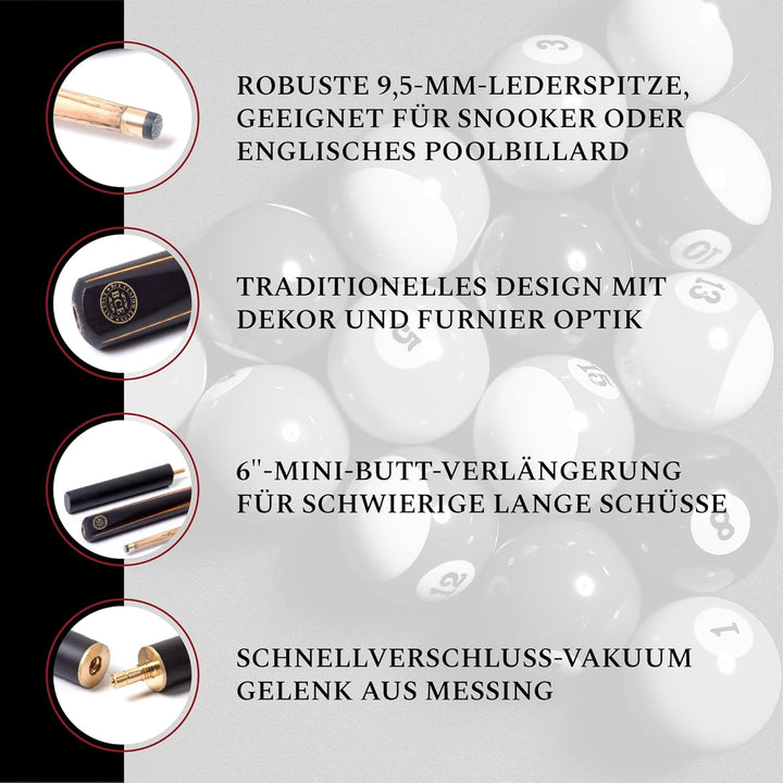 BCE Protégé 3/4 Cut Snooker- / Poolqueue und Hartschalenkoffer Gold/Weiss/Rot, Gold/Weiss/Rot