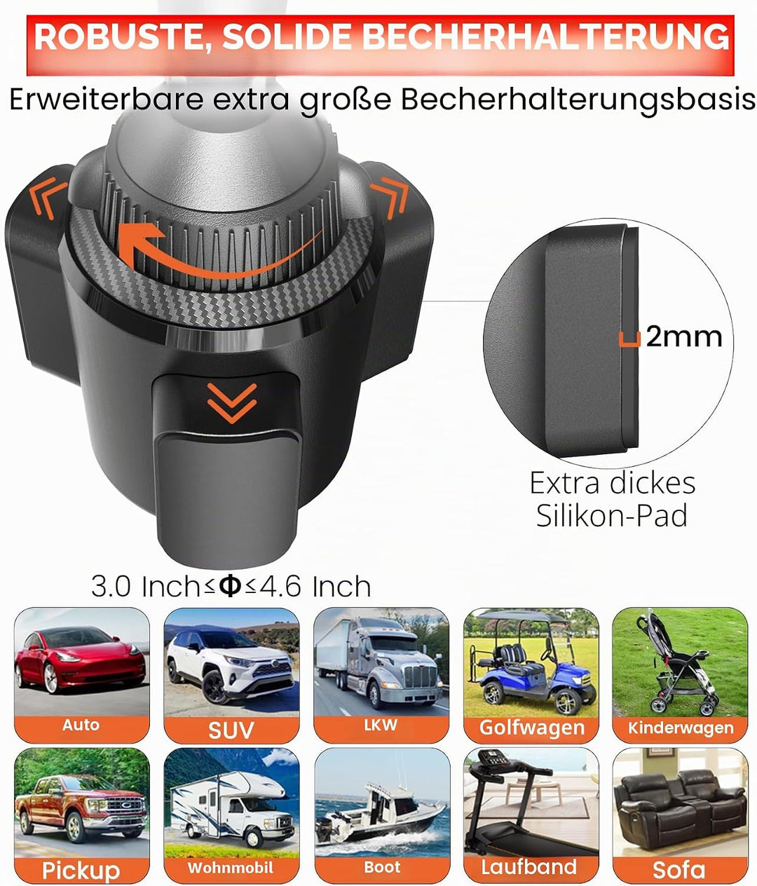 APPS2Car Handyhalterung Auto Getränkehalter, Getränkehalter Handyhalter für Auto LKW Heavy Duty iPho