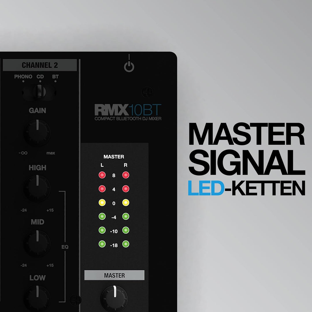 Reloop RMX-10 BT 2-Kanal Bluetooth DJ-Mixer mit eingebauter Bluetooth-Konnektivität, schwarz Single,