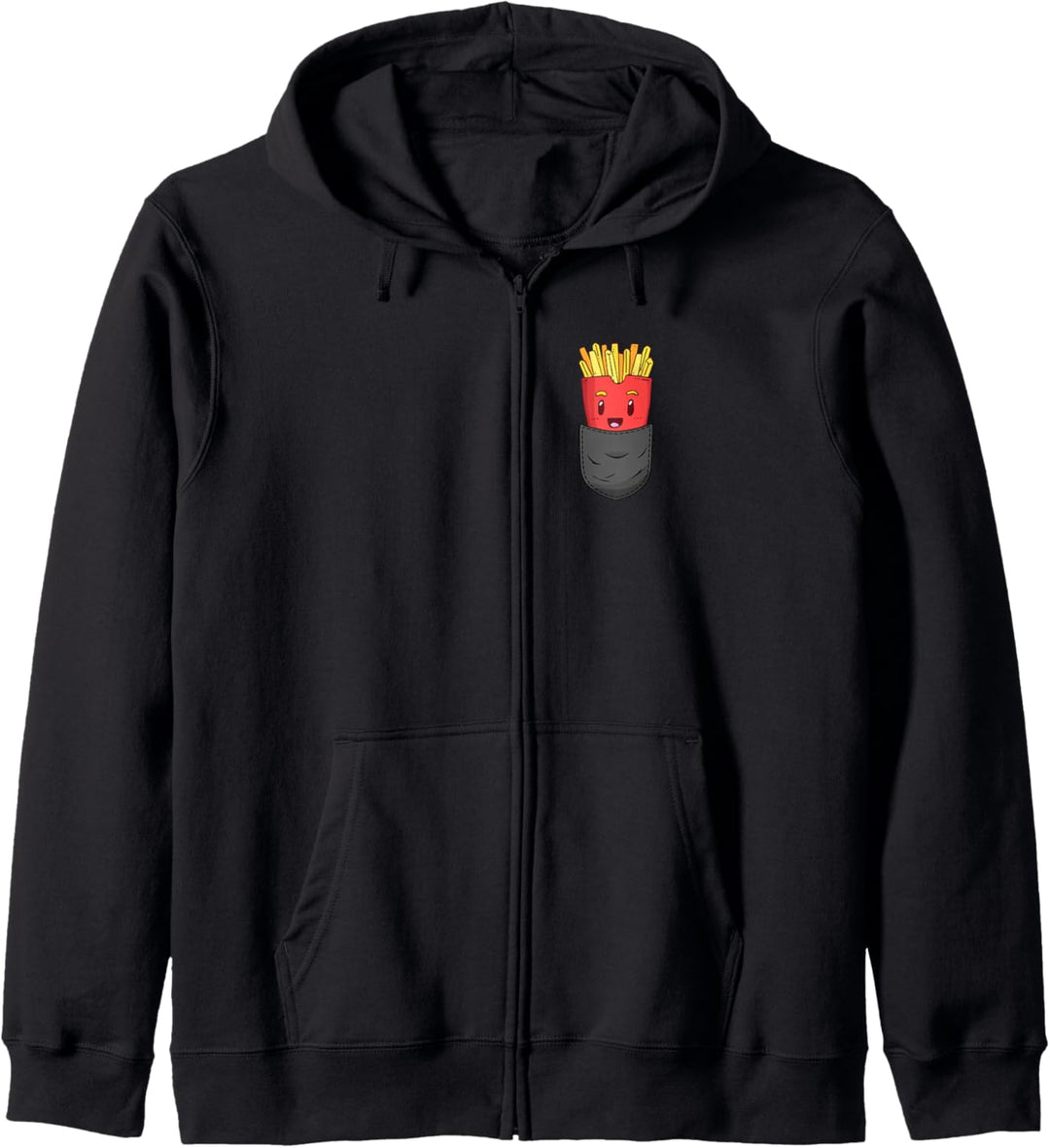 Pommes in Brusttasche Kapuzenjacke