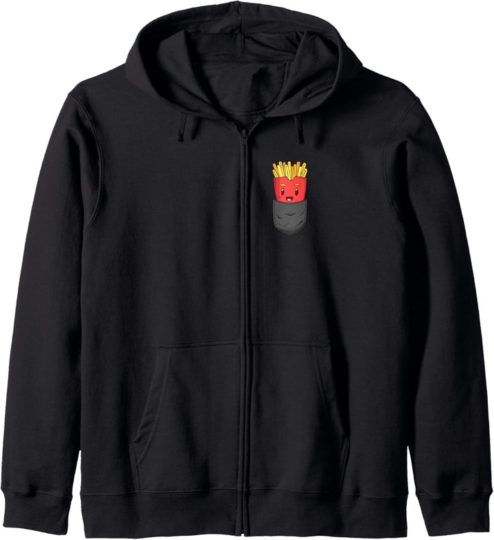 Pommes in Brusttasche Kapuzenjacke