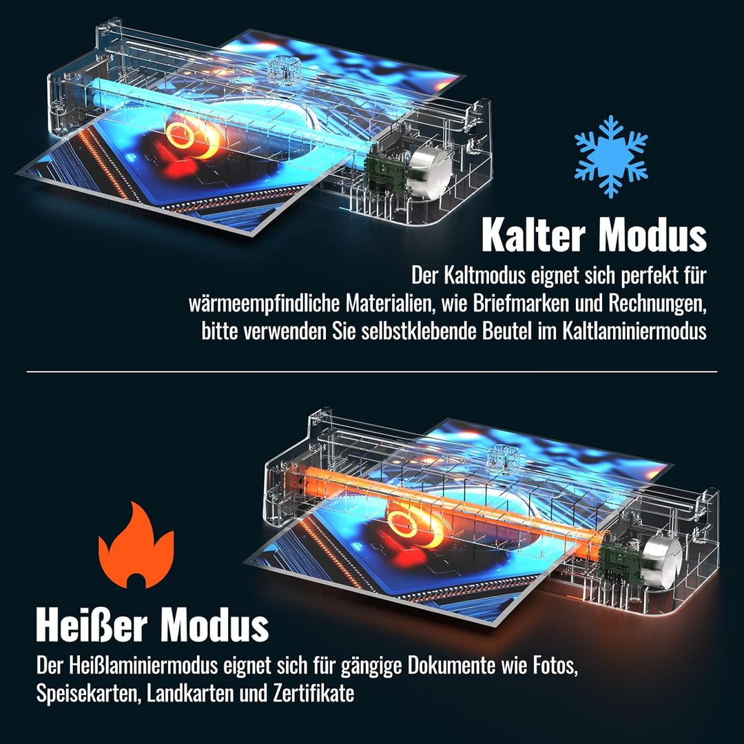 Laminiergerät A3 für A3 A4 A5 A6 A7 mit 50pcs Laminierfolien, Heiss und Kalt Laminiergerät mit Papie