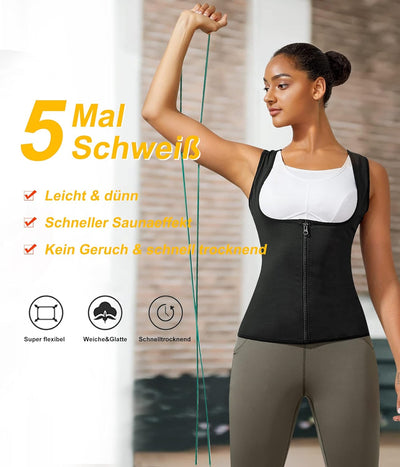 Bingrong Damen Sauna Effekt Anzug Sauna Weste Unterbrust Korsett Bauchweg Sauna Thermo Tank Top Fitn