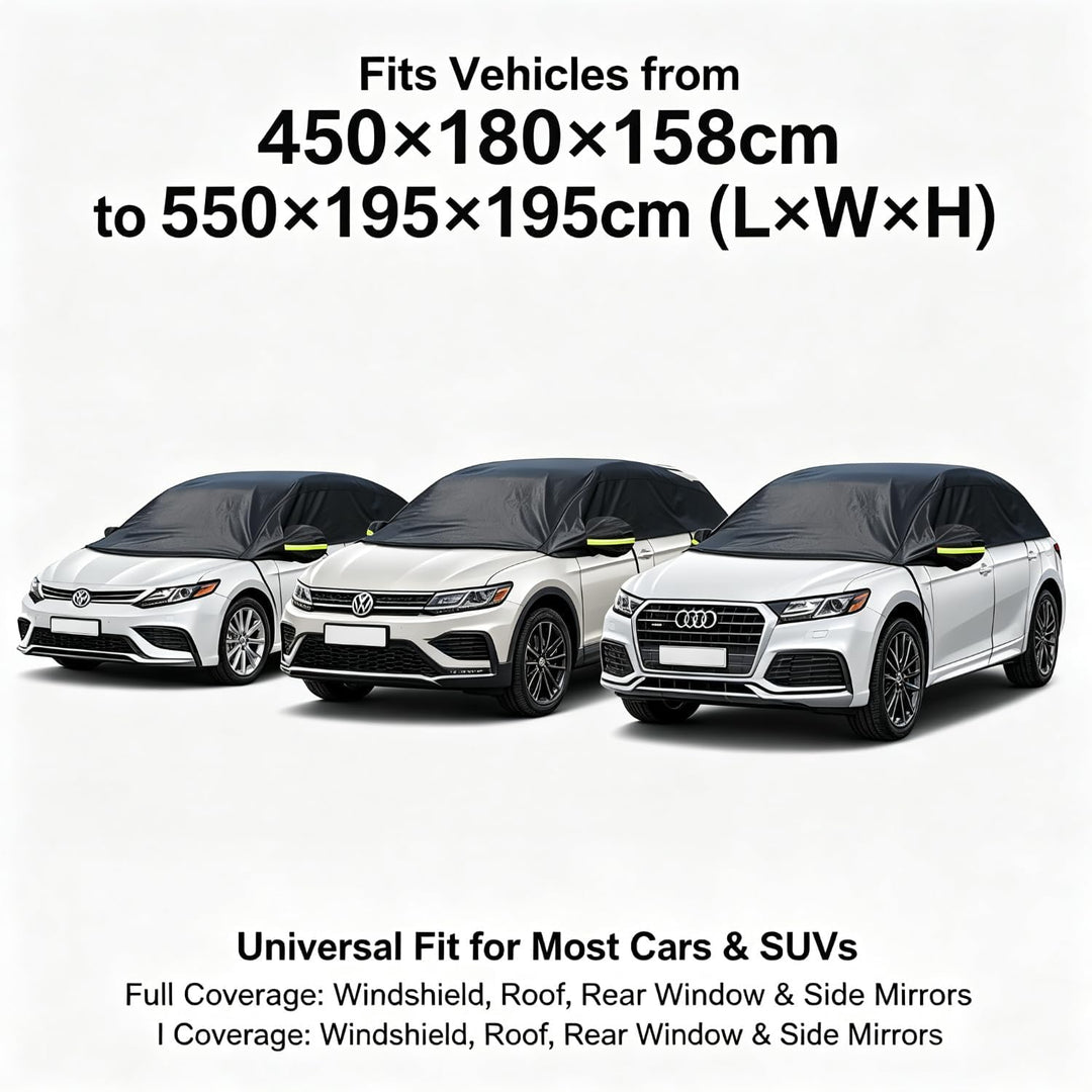 Auto Halbgarage Schwarz,Wasserdicht 210D Universal Halbgarage für Limousine für Auto Allwetterschutz