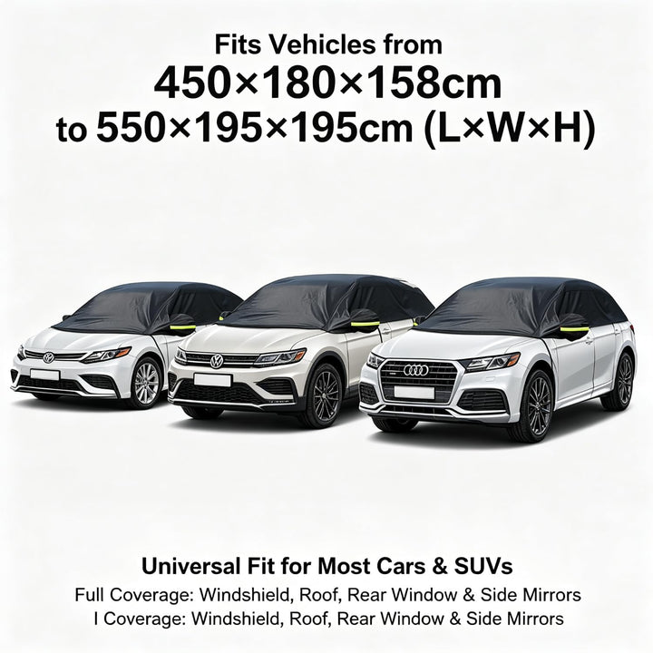 Auto Halbgarage Schwarz,Wasserdicht 210D Universal Halbgarage für Limousine für Auto Allwetterschutz