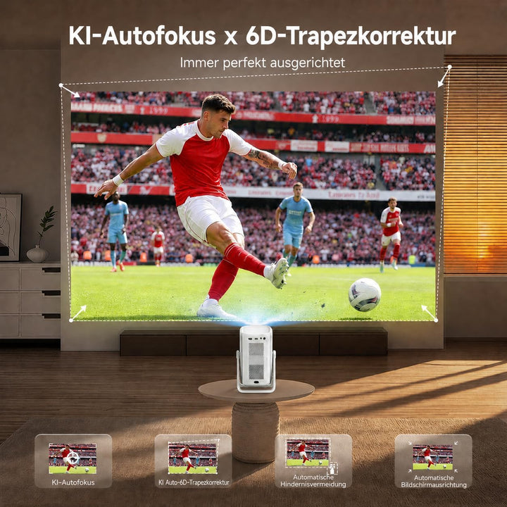 Kurzdistanz Beamer 4K mit Netflix, iSinbox 1200ANSI Heimkino & Outdoor Beamer, Smart Tageslicht Proj