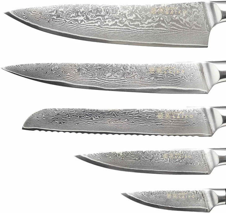 BEM Saiko 6-tlg. Damastmesser Japanisches Messerset VG-10 Stahl Messerblock | Damast Knife Set mit D