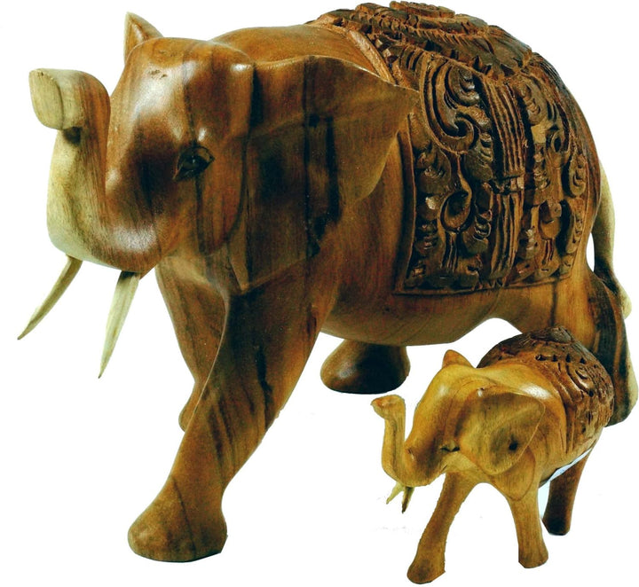 GURU SHOP Geschnitzter Deko Elefant in 2 Grössen, Holz, Grösse: Gross (20x30x14 Cm), Tierfiguren gro