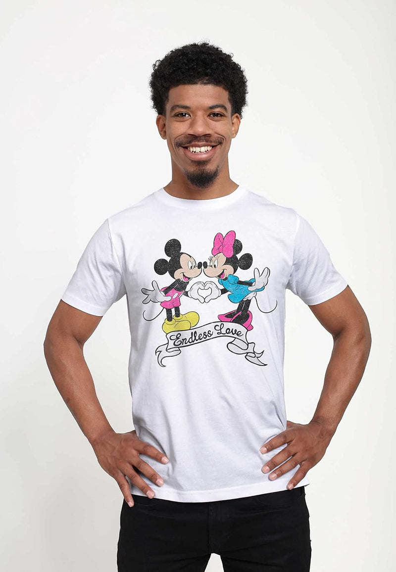 Disney Classics Unisex Mickey Classic-Endless Love Organic Short Sleeve T-Shirt S Weiss, S Weiss