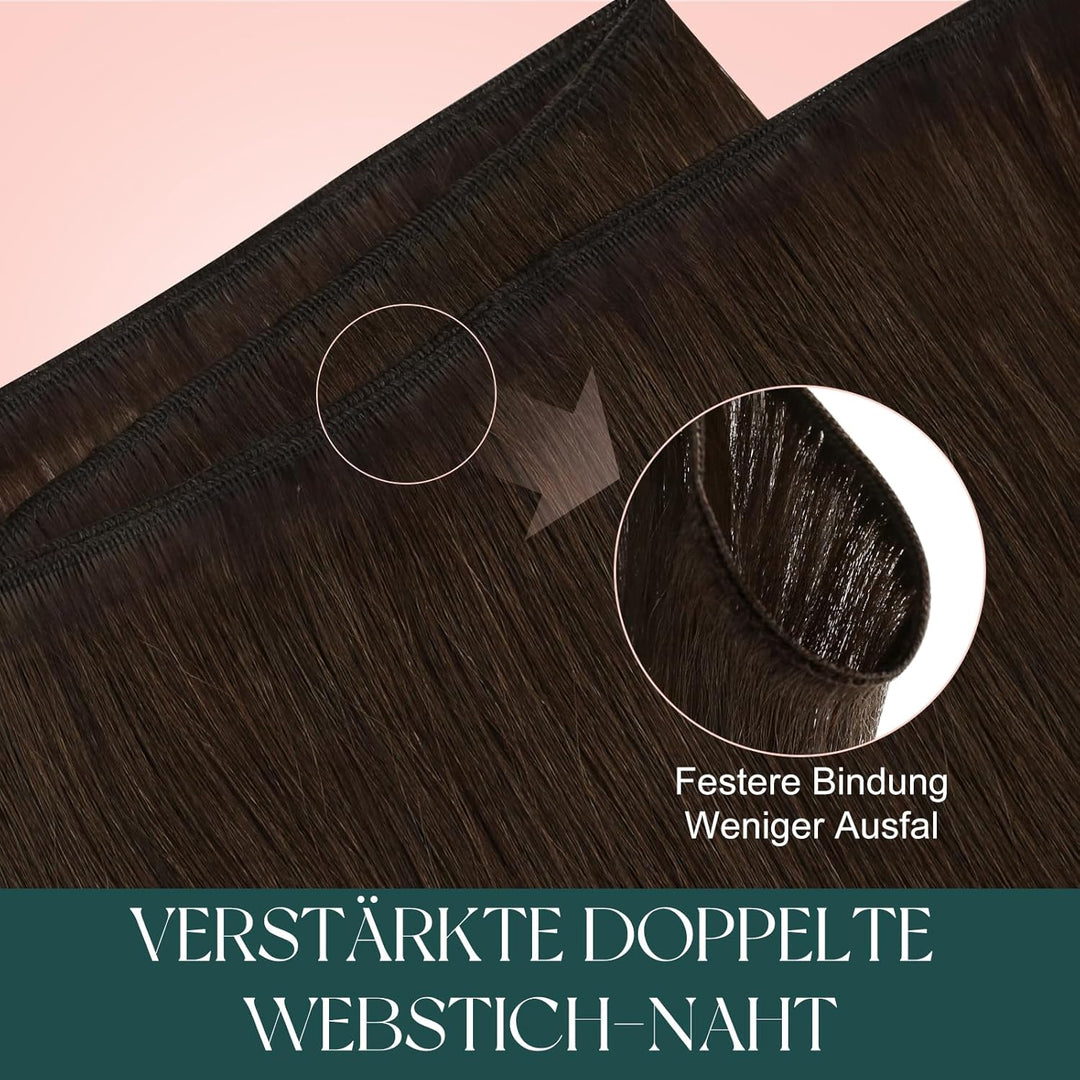 Easyouth Braun Tressen Extensions Echthaar Remy Tressen Haarverlangerung Dunkelstes Braun Tressen Ex