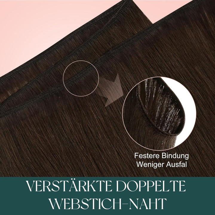 Easyouth Braun Tressen Extensions Echthaar Remy Tressen Haarverlangerung Dunkelstes Braun Tressen Ex