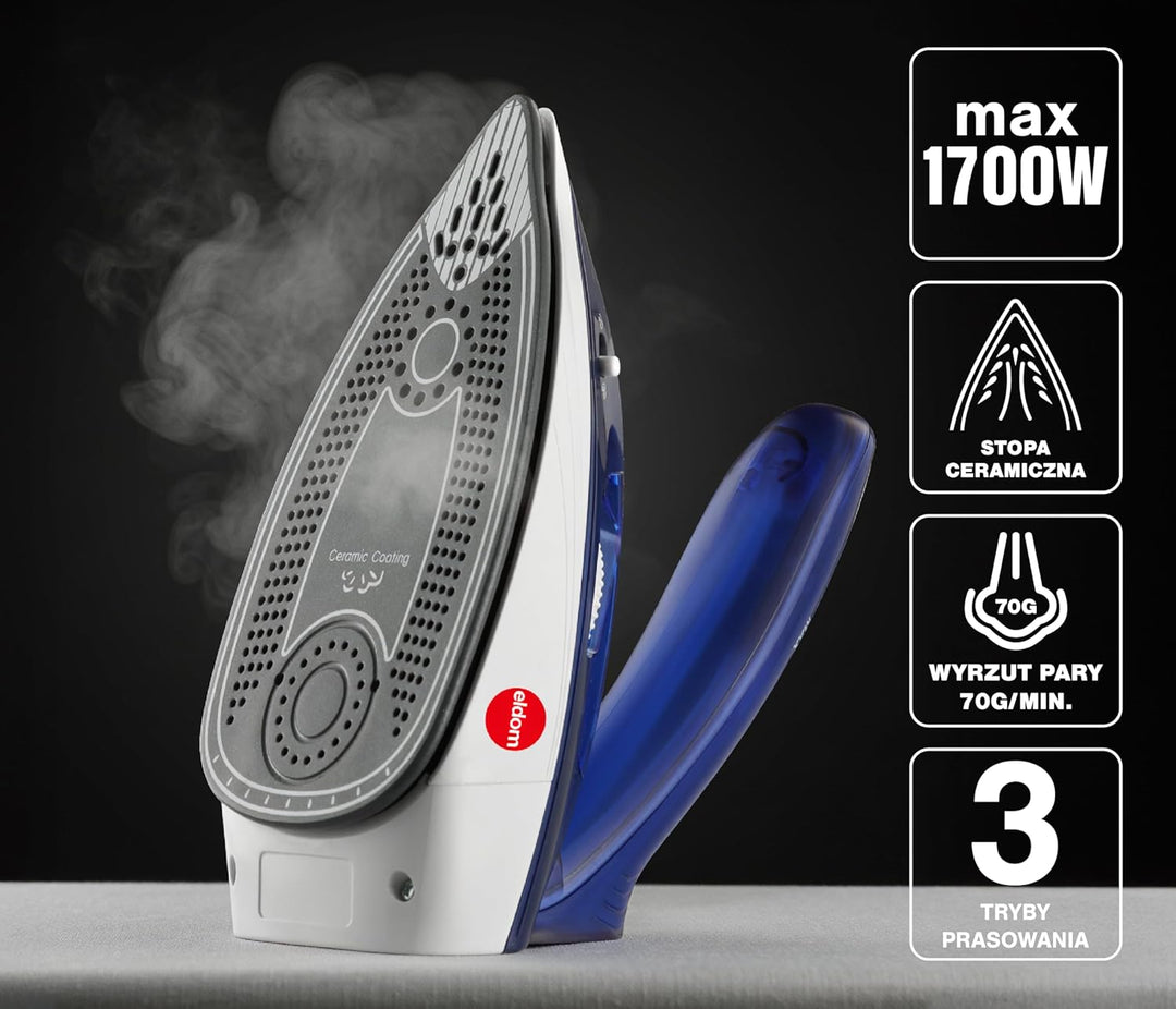 Reisebügeleisen, klappbarer Griff, 1100W, Keramiksohle, Dampfbügeln 15 g/min, Dampfstoss 70 g/min, k