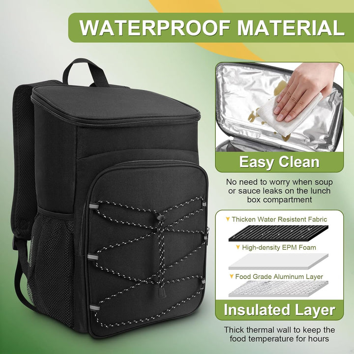 Kühlrucksack, Picknicktasche, Rucksack mit Zwei 10 Zoll hohe Seitentaschen, Rucksack mit Kühlfach fü