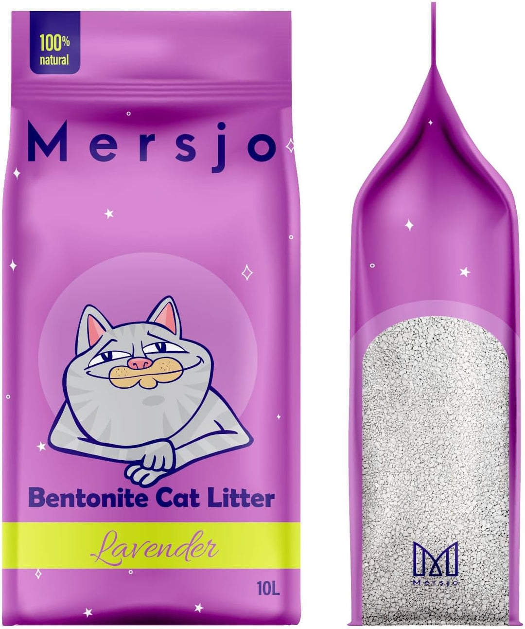 Lavender Bentonitstreu 10L – Natürliche Katzenstreu, Staubfrei, Starke Klumpenbildung, Hohe Feuchtig