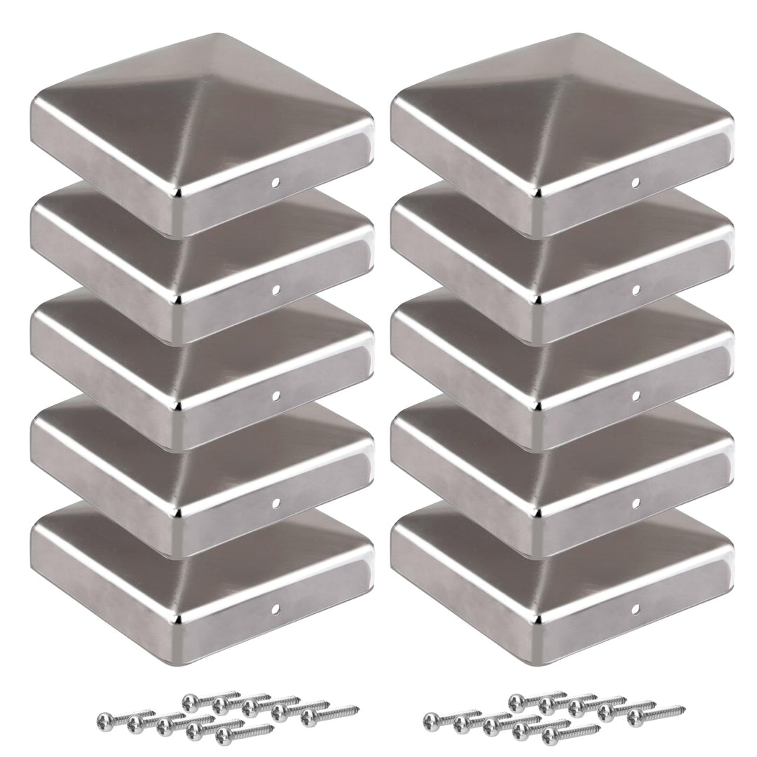 Pfostenkappen 7x7cm-10 Stück Verzinkte Pfostenabdeckung aus Metall, Pyramidenform Zaunpfosten Kappen