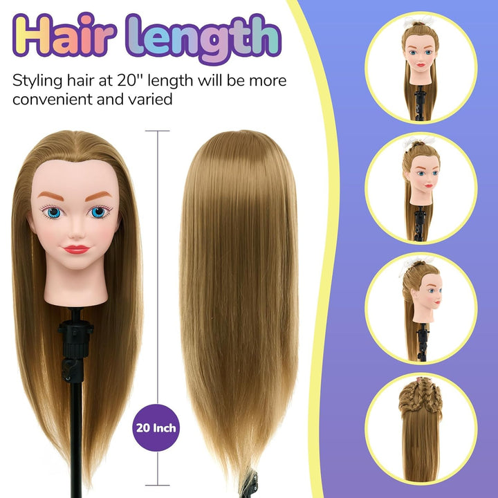 Neverland 20" Übungskopf Frisierkopf Friseur 100% Synthetisches Haar Perückenkopf Puppenkopf Trainin