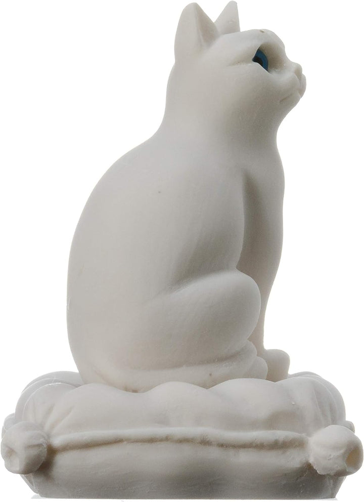 BeautifulGreekStatuen, Katze sitzend auf Kissen, Alabaster-Skulptur, handgefertigt, 15,2 cm