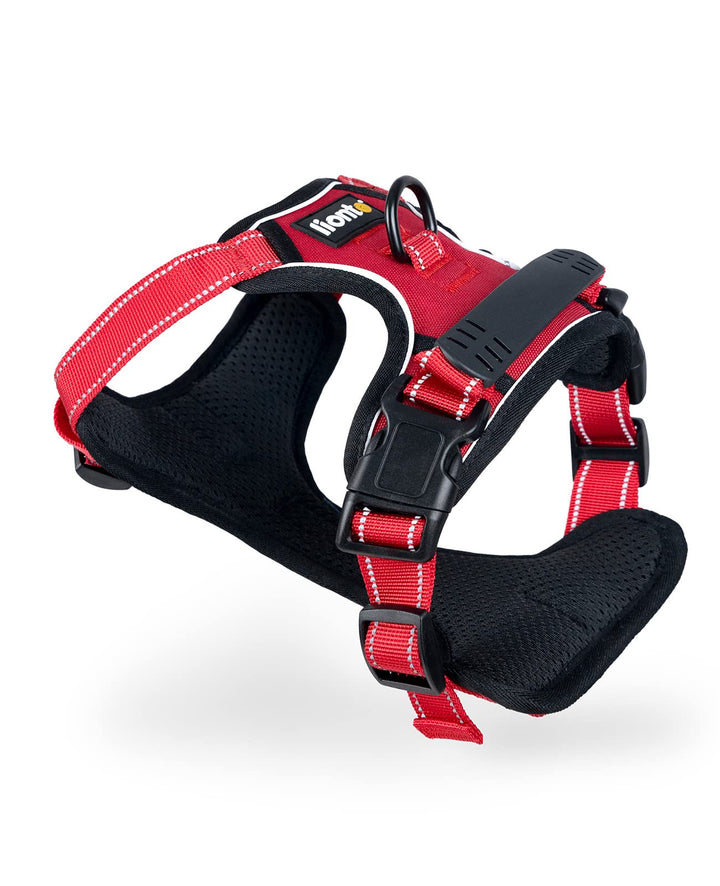lionto Hundegeschirr gepolstert aus weichem Nylon, Grösse S, reflektierendes Anti Zug Geschirr für H