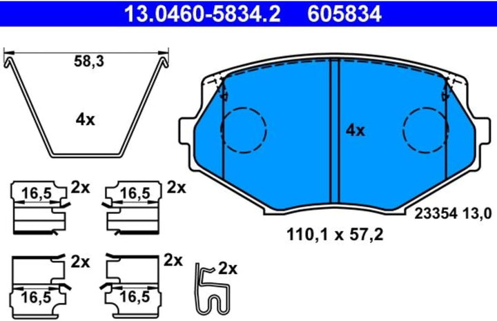 ATE 13.0460-5834.2 Bremsbelagsatz, Scheibenbremse
